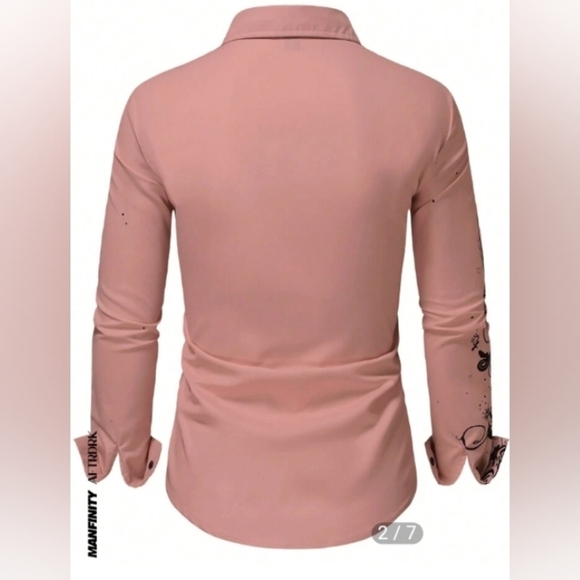 Men's causal long sleeve button down pink & black shirt Size: XL - Picture 2 of 7